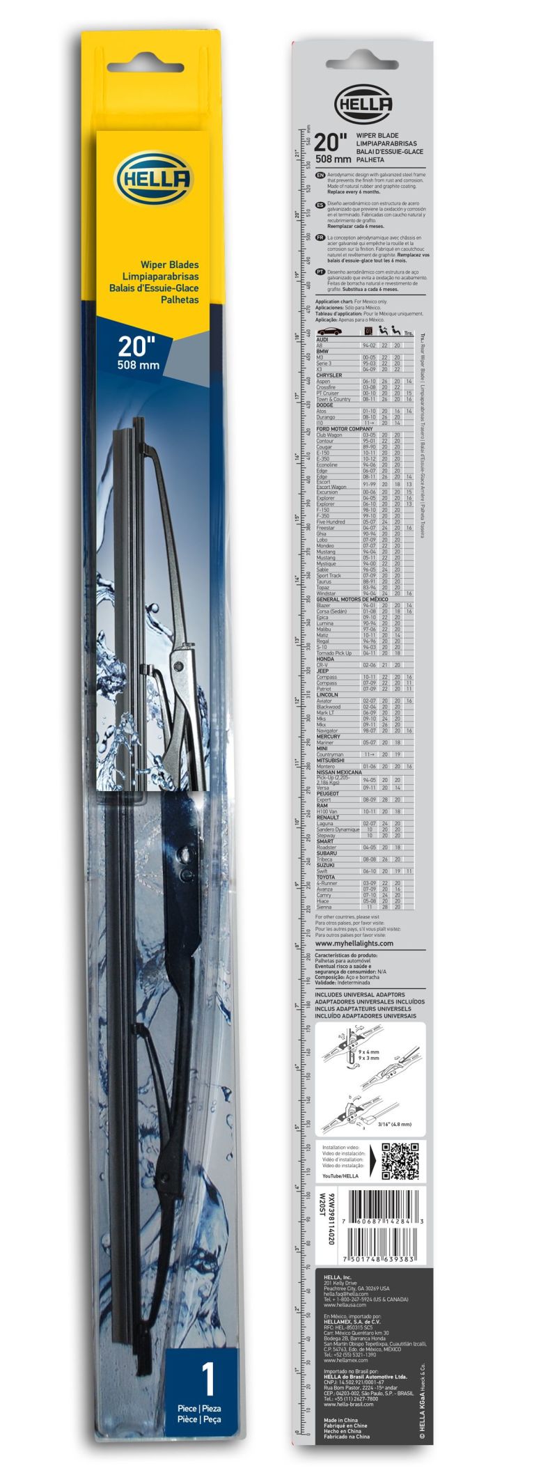 Hella Standard Wiper Blade 20in - Single - 0