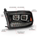 ANZO 2009-2018 Dodge Ram 1500 Led Projector Plank Style Switchback H.L Halo Black Amber (OE Style)-12