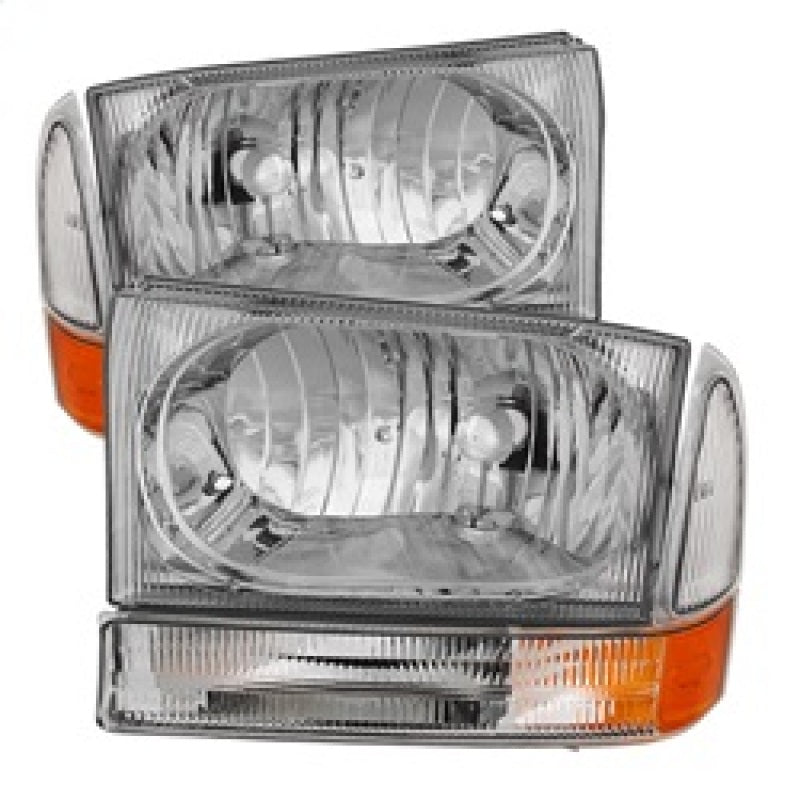 Xtune Ford F250/350/450 Superduty 99-04 Crystal Headlights w/ Bumper Lights HD-JH-FF25099-AM-C - 0