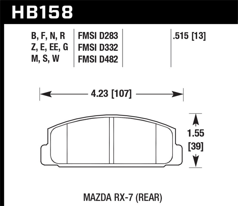 Hawk 03-05 Mazda 6 / 84-95 Mazda RX-7 DTC-60 Race Rear Brake Pads - 0