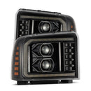 AlphaRex 05-07 Ford Super Duty/Excursion LUXX-Series LED Projector Headlights - Alpha-Black-1