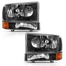ANZO 2000-2004 Ford Excursion Crystal Headlight w/ Corner Light Black Amber (w/o Bulb)-1