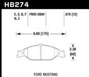Hawk 99-04 Ford Mustang Base/GT HPS Street Front Brake Pads-4