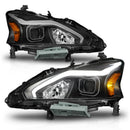 ANZO 13-15 Nissan Altima (w/o Factory HID Bulbs) Projector Headlights - w/ Light Bar Black Housing-5