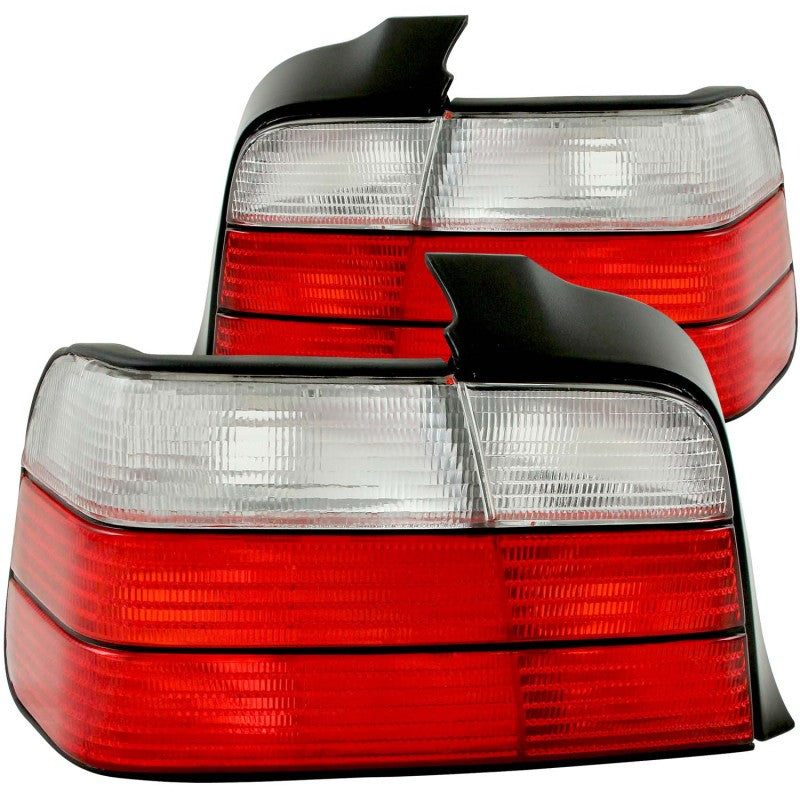 ANZO 1992-1998 BMW 3 Series E36 Sedan Taillights Red/Clear - 0