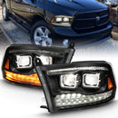 ANZO 2009-2018 Dodge Ram 1500 Led Projector Plank Style Switchback H.L Halo Black Amber (OE Style)-2