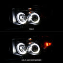 ANZO 2002-2005 Dodge Ram 1500 Projector Headlights w/ Halo Black Clear Amber-6