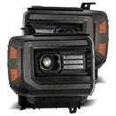 AlphaRex 14-18 GMC Sierra LUXX LED Proj Headlights Plnk Style Alpha Blk w/Activ Light/Seq Signal/DRL-4
