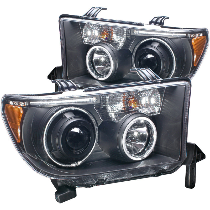 ANZO 2007-2013 Toyota Tundra Projector Headlights w/ Halo Black (CCFL) - 0