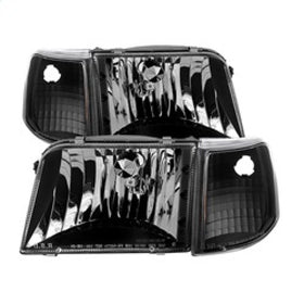 xTune Ford Ranger 93-97 Crystal Headlights w/ Corner Lights 4pcs Sets Black HD-JH-FR93-SET-BK - 0