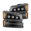 AlphaRex 03-06 Chevy Silverado 1500/2500HD/3500HD/Avalanche Alpha-Black NOVA LED Proj Headlights-1