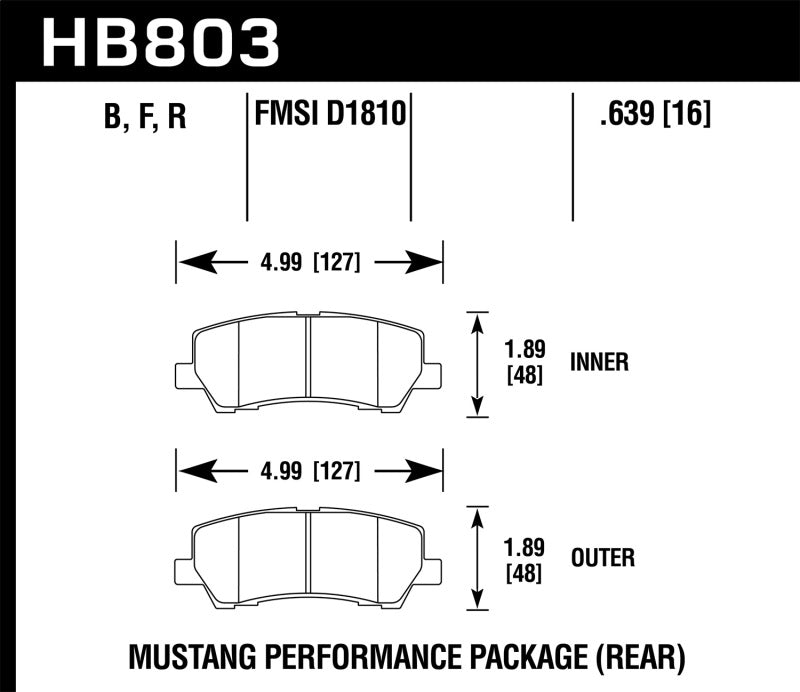 Hawk 16-17 Ford Mustang Brembo Package HPS 5.0 Rear Brake Pads - 0