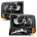 ANZO 2000-2004 Ford Excursion Crystal Headlights Black-5