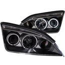 ANZO 2005-2007 Ford Focus Projector Headlights w/ Halo Black-1