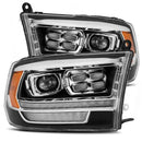 AlphaRex 09-18 Dodge Ram 1500HD PRO-Series Proj Headlight Plnk Style Blk w/Chrm Acc w/Seq Signal/DRL-1