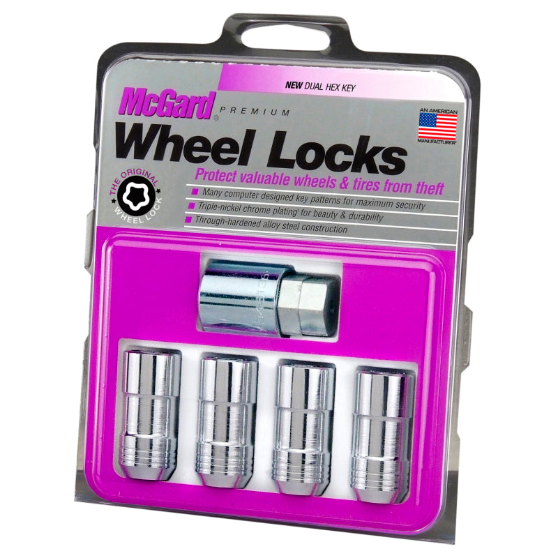 McGard Wheel Lock Nut Set - 4pk. (Cone Seat) M14X1.5 / 21mm & 22mm Dual Hex / 1.965in. L - Chrome - 0