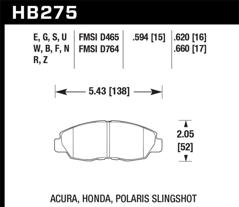 Hawk 1997-1997 Acura CL 2.2 HPS 5.0 Front Brake Pads - 0