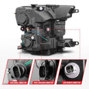 ANZO 2018-2020 Ford F-150 Projector Headlight w/ Plank Style Switchback Black Housing-7