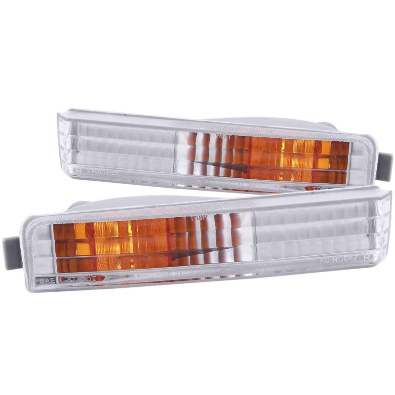 ANZO 1990-1991 Honda Accord Euro Parking Lights Chrome w/ Amber Reflector - 0