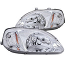 ANZO 1999-2000 Honda Civic Crystal Headlights Chrome-2