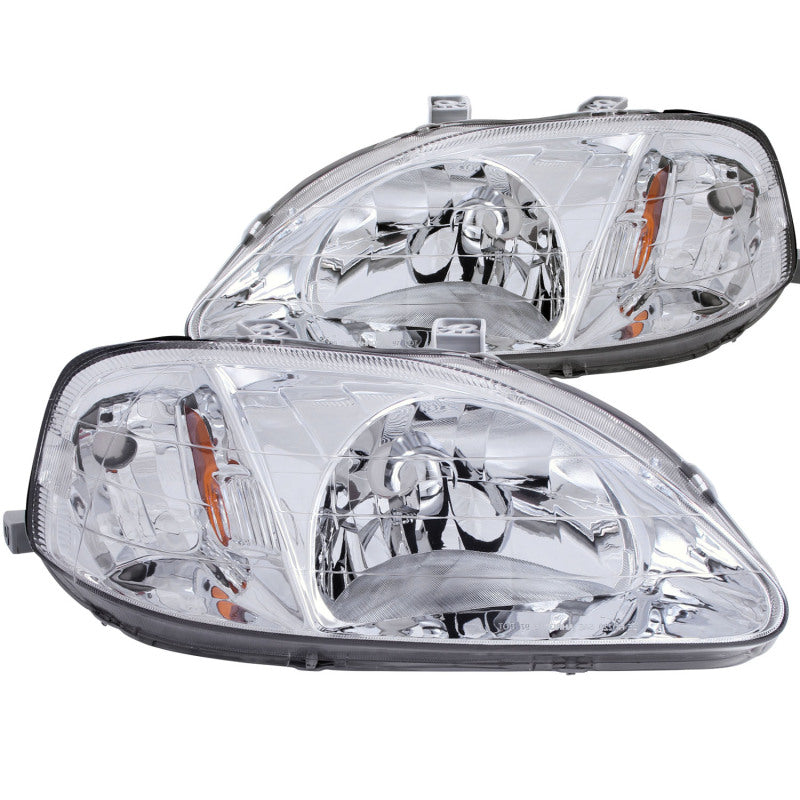 ANZO 1999-2000 Honda Civic Crystal Headlights Chrome - 0