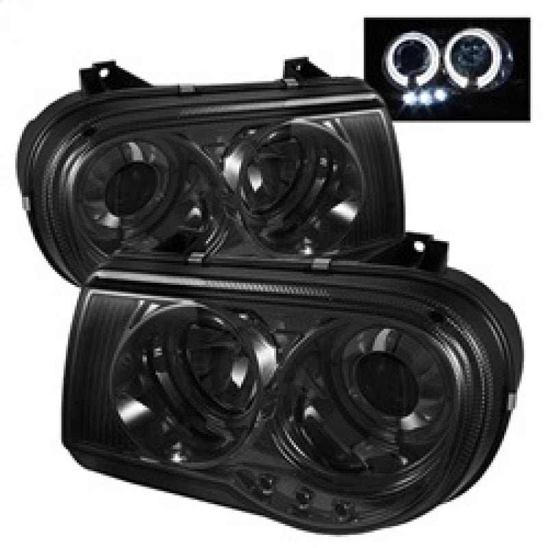 Spyder Chrysler 300C 05-10 Projector Headlights LED Halo LED Smke (Not Included) PRO-YD-C300C-HL-SM - 0