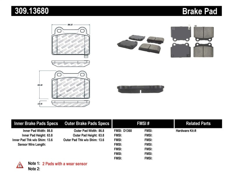 StopTech Performance 08+ Mitsubishi Evolution X Rear Brake Pads - 0