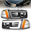 ANZO 99-17 GMC Sierra/Denali Headlights Black Amber (w/C Light Bars)-1