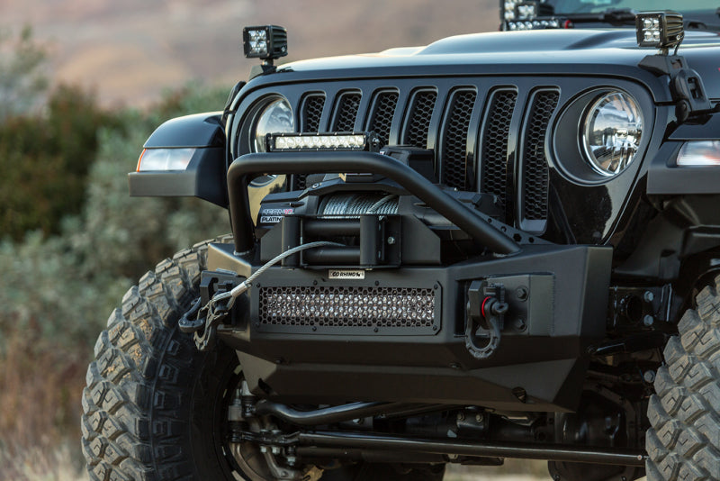 Go Rhino 07-20 Jeep Wrangler JL/JLU/JK/JKU/Gladiator JT Rockline Front Stubby Bumper w/ Overrider - 0