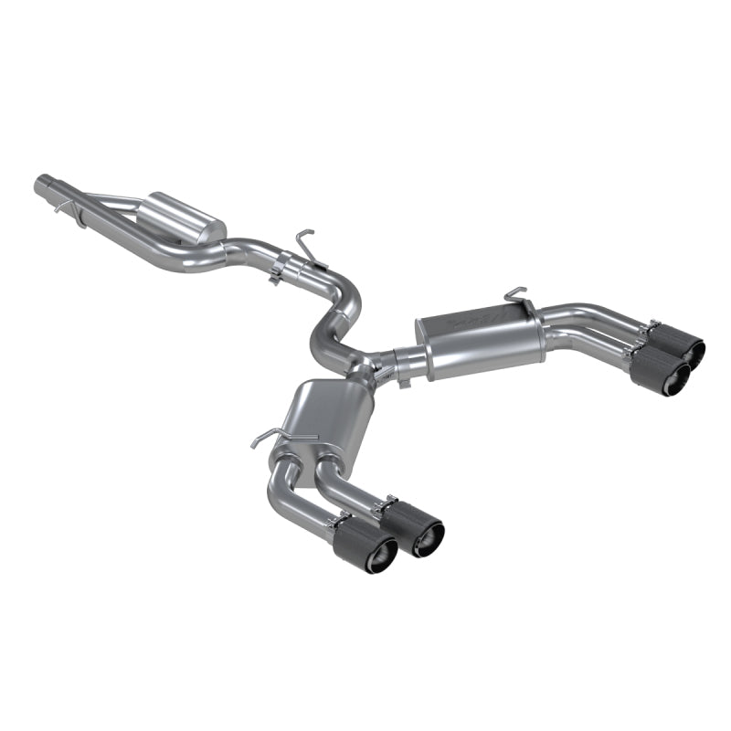 MBRP 15-18 Audi S3 SS 3in Quad Split Rear Exit w/ Carbon Fiber Tips - T304 - 0