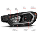 ANZO 2014-2016 Kia Forte Projector Headlights w/ Light Bar Black Housing w/ DRL-4