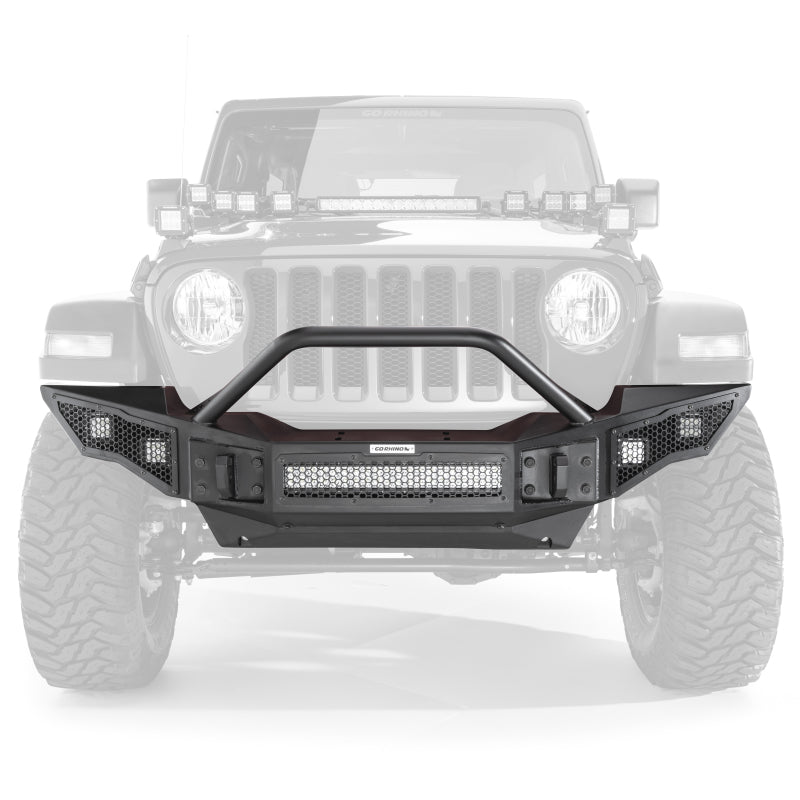 Go Rhino 07-20 Jeep Wrangler JL/JLU/JK/JKU/Gladiator JT Rockline Full Width Bumper w/ Overrider - 0