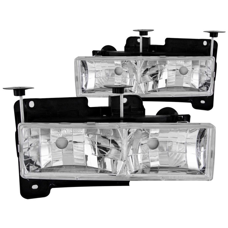 ANZO 1988-1998 Chevrolet C1500 Crystal Headlights Chrome w/o Bulbs - 0