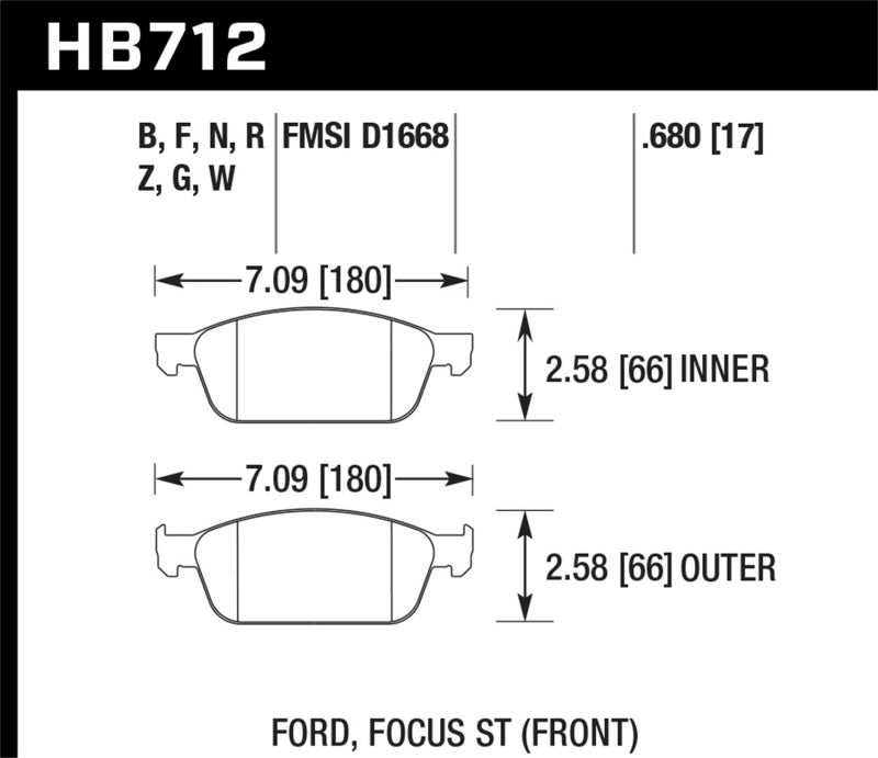 Hawk 13 Ford Focus HPS Front Street Brake Pads - 0