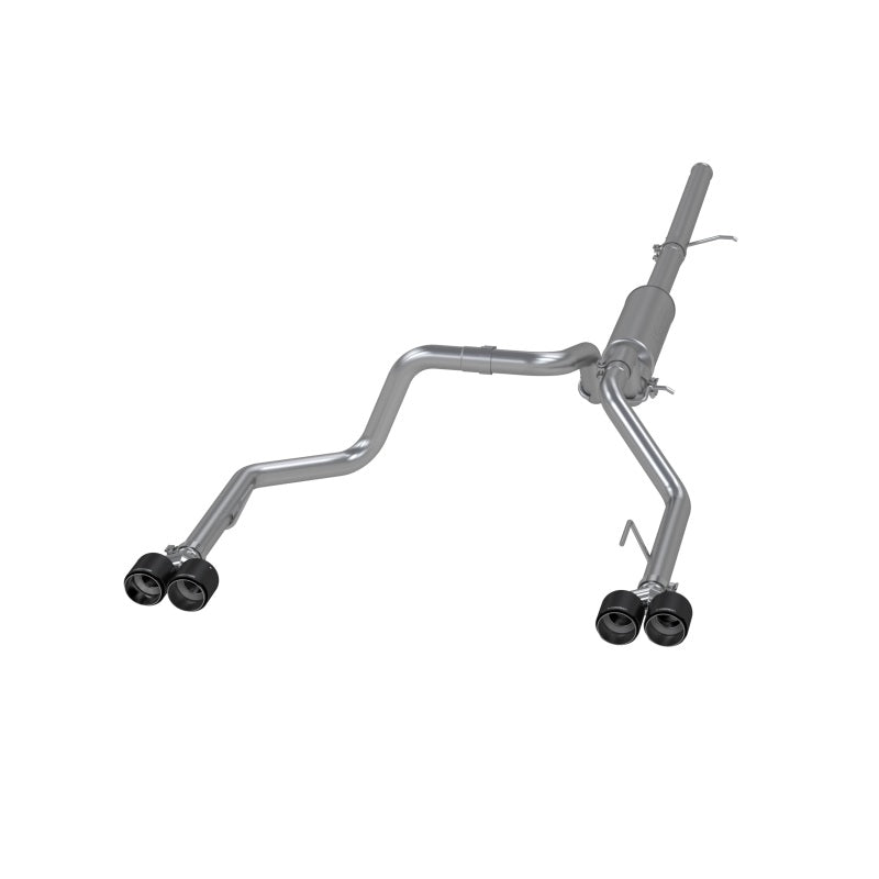 MBRP 19-21 Chevy Silverado 1500 6.2L 2.5in Dual Split Rear Cat Back w/ Quad Carbon Fiber Tips- T304 - 0