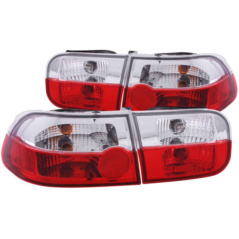 ANZO 1992-1995 Honda Civic Taillights Red/Clear - 0