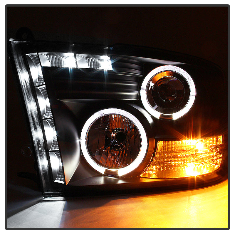 Spyder Dodge Ram 1500 09-14 10-14 Projector Headlights Halogen- LED Halo LED - Blk PRO-YD-DR09-HL-BK