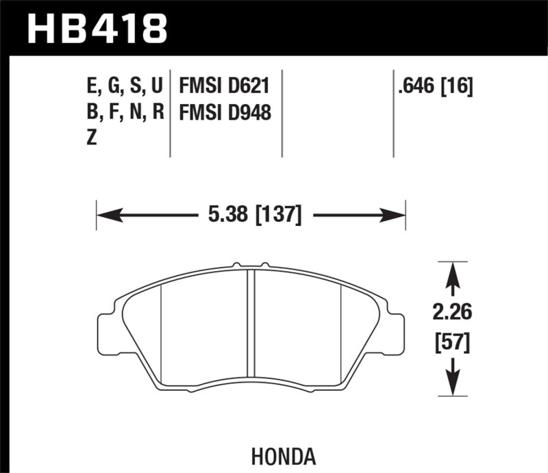 Hawk 2013-2014 Acura ILX (Hybrid) HPS 5.0 Front Brake Pads - 0