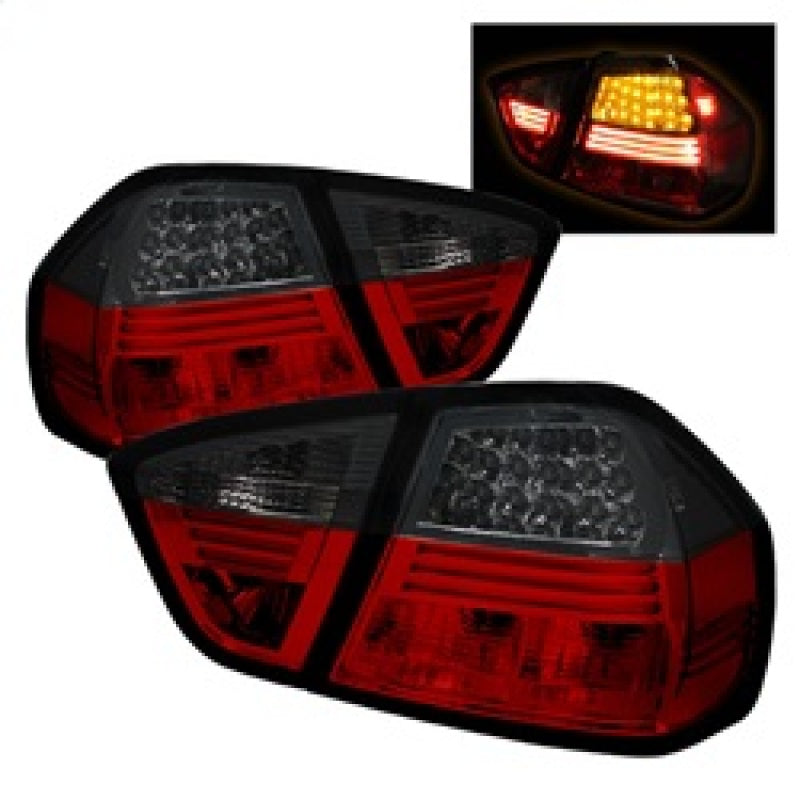 Spyder BMW E90 3-Series 06-08 4Dr LED Tail Lights Red Smoke ALT-YD-BE9006-LED-RS - 0