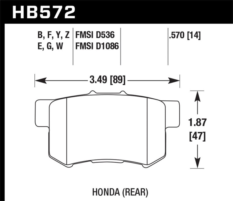 Hawk 2001-2003 Acura CL Type-S HPS 5.0 Rear Brake Pads - 0