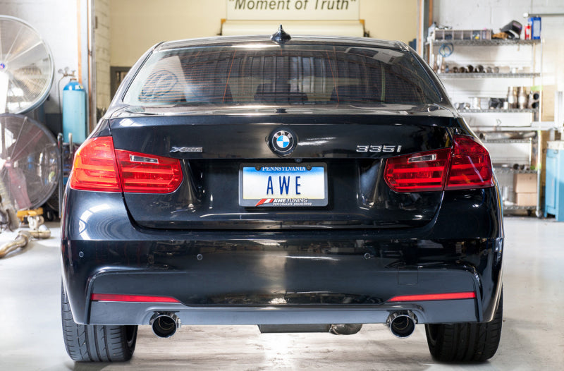 AWE Tuning BMW F3X 335i/435i Touring Edition Axle-Back Exhaust - Diamond Black Tips (90mm) - 0