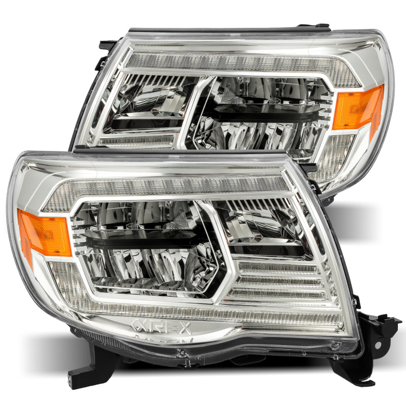 AlphaRex 05-11 Toyota Tacoma LUXX Crystal Headlights Plank Style Chrome w/Activation Light/DRL - 0