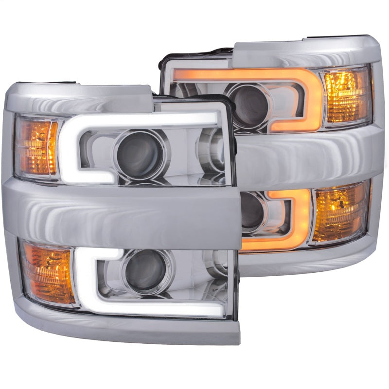 ANZO Projector Headlights 15-17 Chevrolet Silverado 2500HD / 3500HD Chrome w/ Chrome Rim - 0