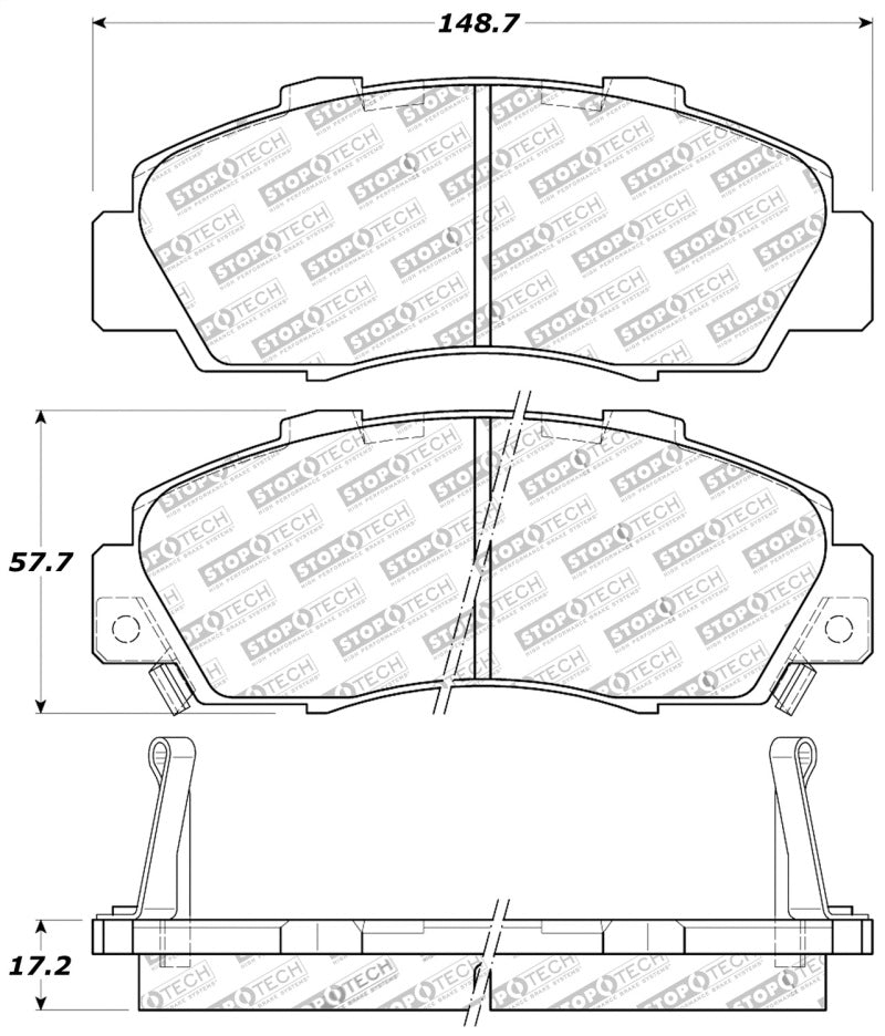 StopTech Performance 97-99 Acura CL/ 97-01 Integra Type R/91-95 Legend/91-05 NSX Front Brake Pads - 0