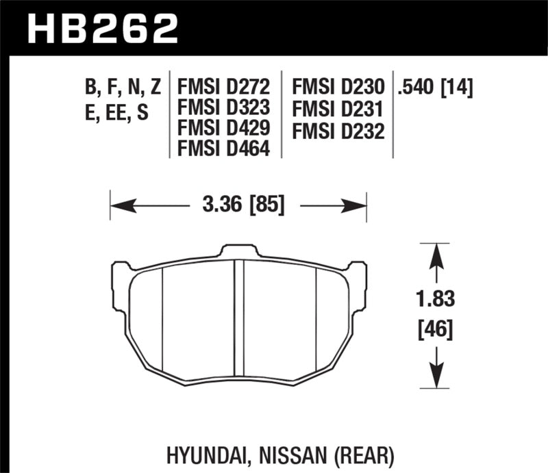 Hawk 89-97 Nissan 240SX SE HP+ Street Rear Brake Pads - 0