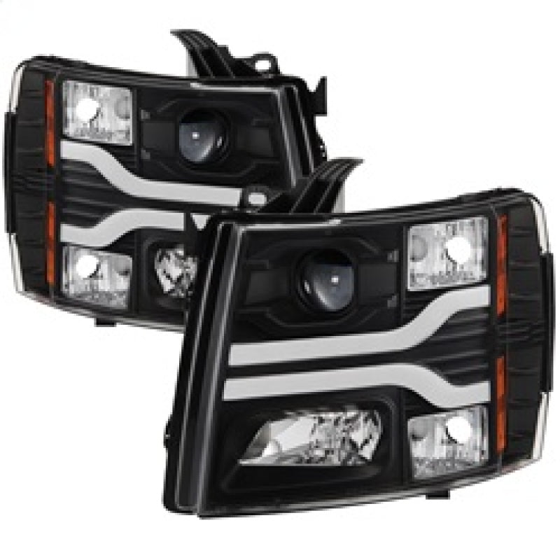 Spyder Chevy Silverado 1500 07-13 Version 3 Projector Headlights - Black PRO-YD-CS07V3-LBDRL-BK - 0