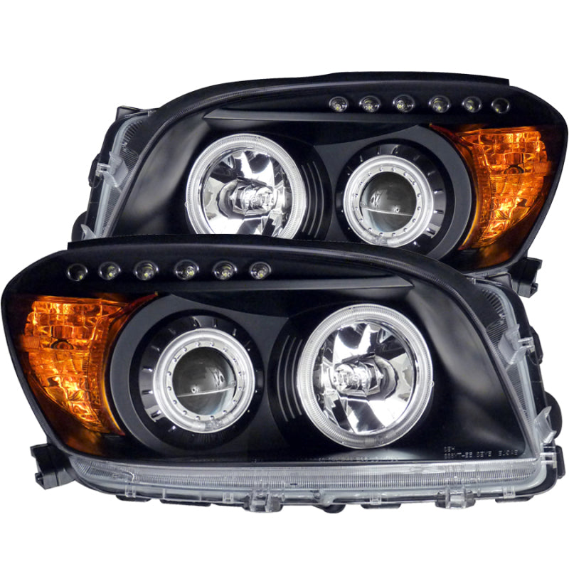 ANZO 2006-2008 Toyota Rav4 Projector Headlights w/ Halo Black - 0