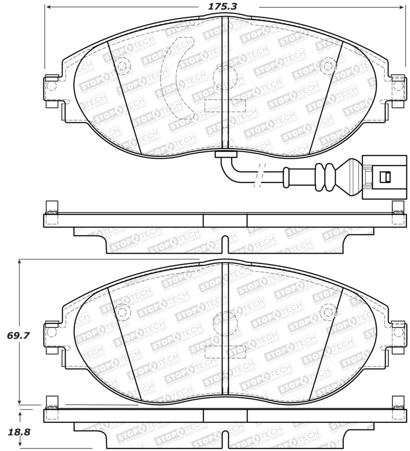 StopTech Sport 12-17 Volkswagen CC Front Brake Pads - 0