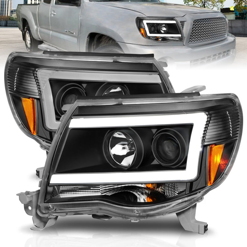 ANZO 05-09 Toyota Tacoma Projector Light Bar Style Headlights w/ C Light Bar - 0