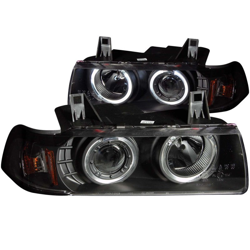 ANZO 1992-1998 BMW 3 Series E36 Projector Headlights w/ Halo Black G2 1 pc - 0